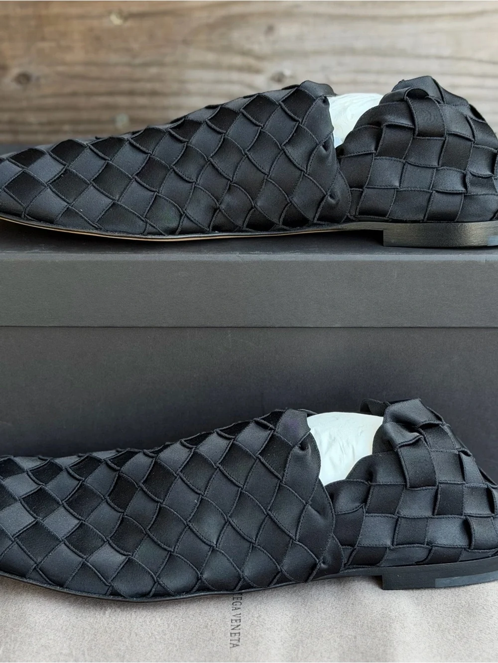 Bottega Veneta Black Intrecciato Woven Leather Loafers size 8 men / 41